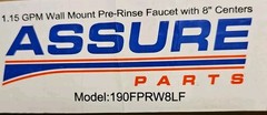 ASSURE Wall-Mounted Pre-Rinse Faucet with 8″ Centers 190FPRW8LF 1.15 GPM NEW