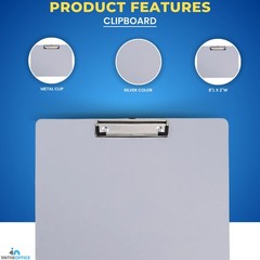2 Pack Silver Plastic Horizontal Landscape Clipboard 8.5×11 In Letter Size