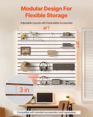 VEVOR 4 x 4 ft Slatwall Paneling MDF White Garage Slatwall with Modular Design