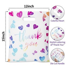 WAKAKO 100 Thank You Bags for Business Small, 2.36Mil Merchandise Shopping
