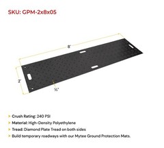 Ground Protection Mats – Black, 2’x8′ Heavy Equipments Mats, Diamond Plate Treat