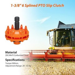 For Tractor PTO Slip Shafts, 1 3/8″ 6 Spline Smooth Round Ends Clutch