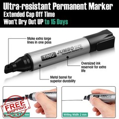 Fuutreo Jumbo Permanent Markers Thick Black 16 Pcs
