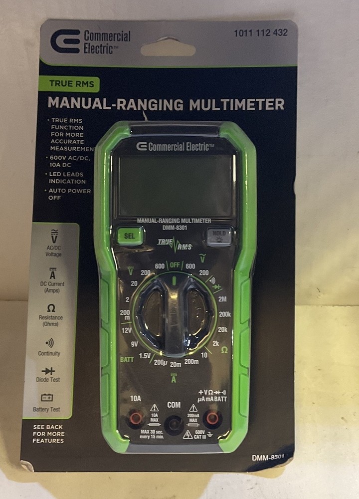 Commercial Electric True RMS Manual-Ranging Digital Multimeter 600-Volt