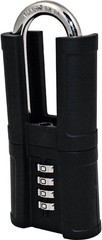 FJM Security SX-876 4-Dial Combination Padlock Long Shrouded Shackle Blk New