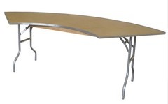 7.25 ft Wood Serpentine Table Semi Circle Banquet Trade Show Wedding Event