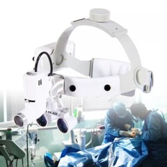 Médico 3.5X Dental Binocular Lupas Cinta Lupa Linterna frontal Herramienta