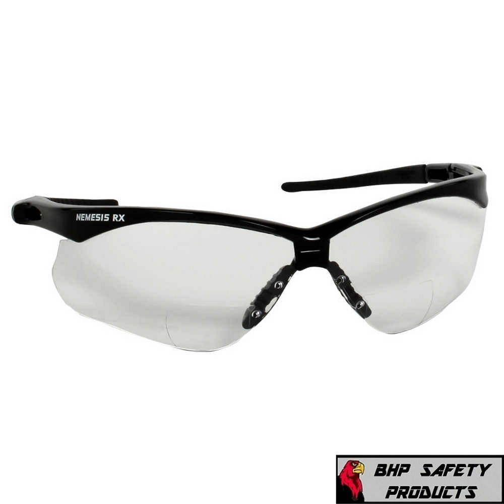 KLEENGUARD NEMESIS RX READERS CLEAR LENS BLACK FRAME SAFETY GLASSES W/ BIFOCALS