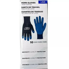 BBH Spring Work Gloves Latex Coated Multicolor 10 Pairs, size M; L or XL