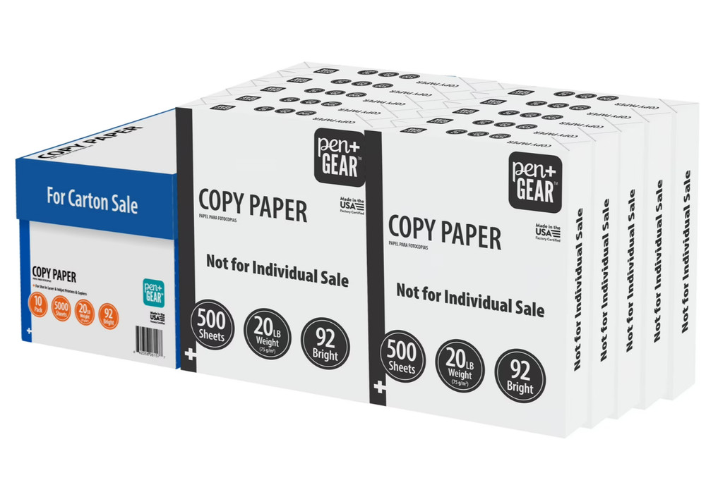 Pen+Gear Copy Paper 8.5×11 92 Bright White 20 lb 10 Ream Case 5000 Sheets Printe