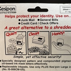 Kespon Plus Guard Your ID Stamp Large Pink Black Ink Brand New Vintage 1980s