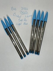 Light BLUE Bic Cristal Ballpoint Pens Lot of 7 NEW 1.6mm Xtra Bold Smooth Writin