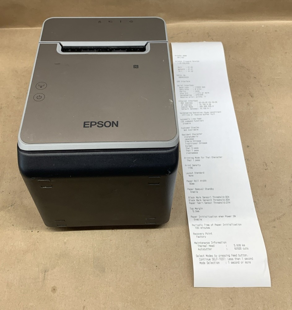 Epson TM-L100 M378B Linerless Thermal Receipt Label Printer USB Ethernet TESTED