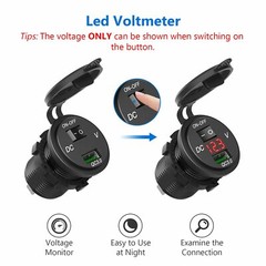 12V-24V Dual USB Charger LED Digital Display Voltage Amp Gauge Ammeter Voltmeter