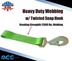 USA 2″ x 10′ Axle Strap Car Trailer Hauler Ratchet Tie Down Strap w/ Snap Hook