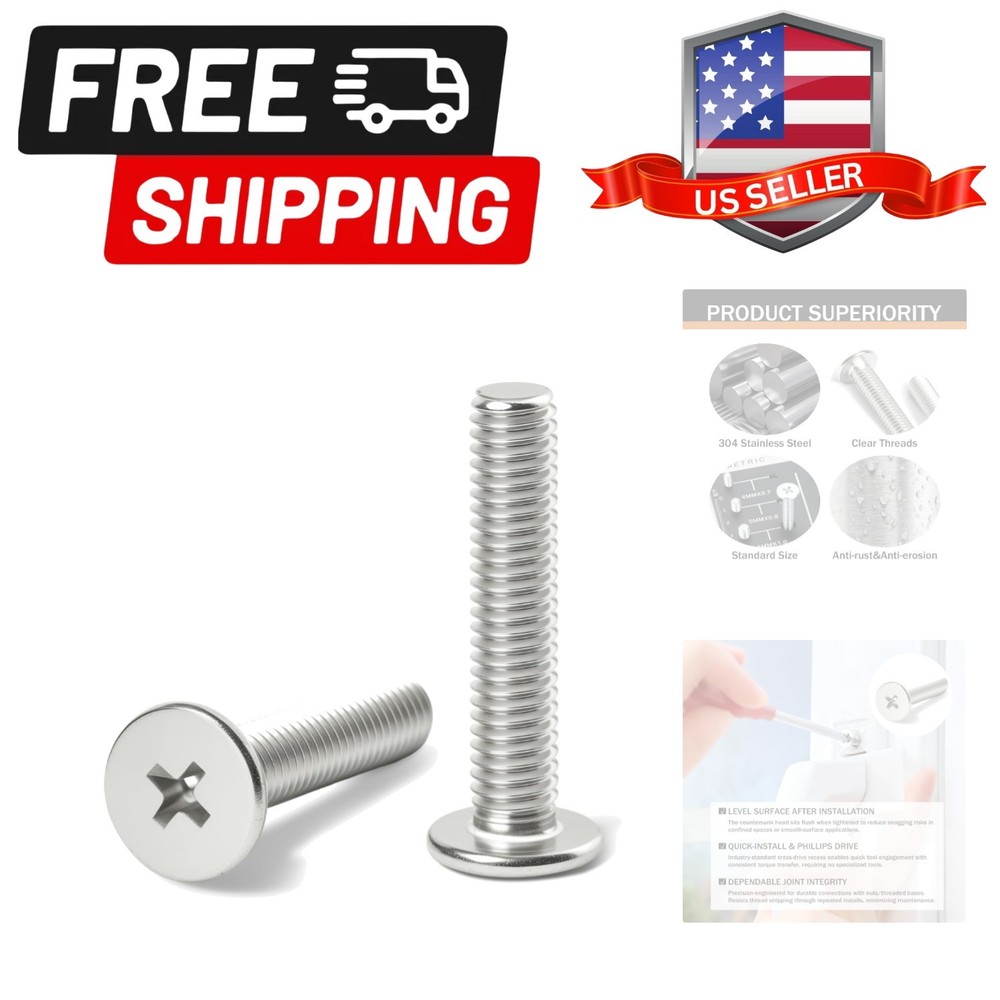 M4-0.7 x 12mm 50Pcs Flat Round Head Machine Screws, 304 Stainless Steel Phill…