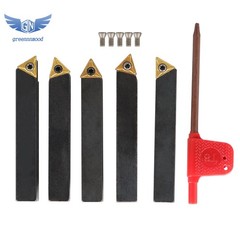 5Pcs 3/8″ Lathe Indexable Carbide Insert + Turning Tooling Bit Holder Set
