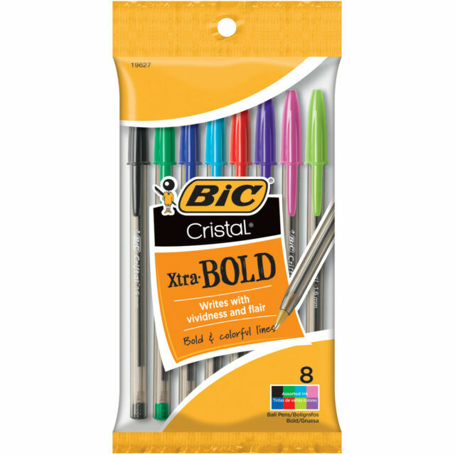 Bic Cristal Xtra Bold Ballpoint Pens 1.6mm 8 Assorted Colors