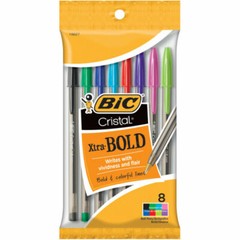 Bic Cristal Xtra Bold Stick Ballpoint Pens, 1.6mm, Bold, Assorted, Pack of 8