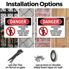 Renovation Work Contains Lead Do Not Enter OSHA Danger Sign, Decal 5 or 10 Pack