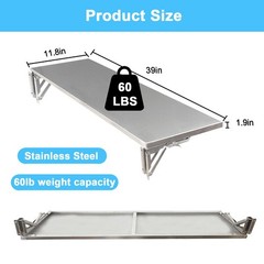 39″ Folding Stainless Steel Concession Shelf for Food Trucks and Stalls