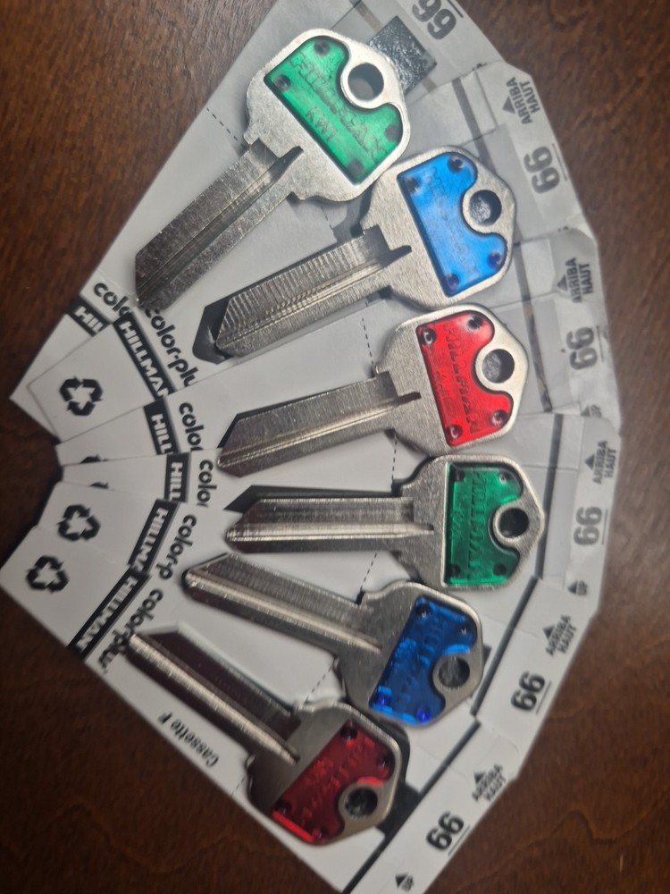 6x Kwikset KW1 ColorPlus Key Blanks MIXED COLORS HILLMAN #66 Free Ship (LSK08)
