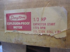 NEW DAYTON AC EXPLOSION PROOF INDUCTION MOTOR 1/3 HP, 1725 RPM, 1-PH 6K036J