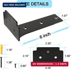 Floating Shelf Brackets,2 Pack Heavy Duty L Brackets for Shelves, 6 Inch Black S