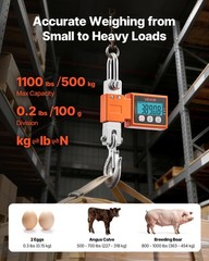 VEVOR Digital Crane Scale 1100 lbs/500 kg Heavy Duty Industrial Hanging Scale