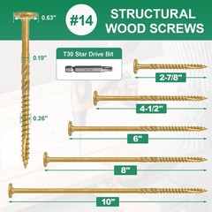 FMhotu 4-1/2 Inch Heavy-Duty Outdoor Deck Screws, 50Pcs Star Inch, Tan