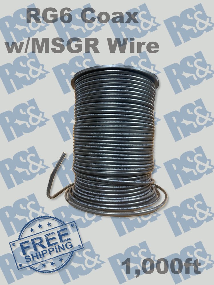 1000ft RG6 Quad Shield Coaxial Cable 75 Ohm Solid Copper 18AWG Black DES Bulk Sp