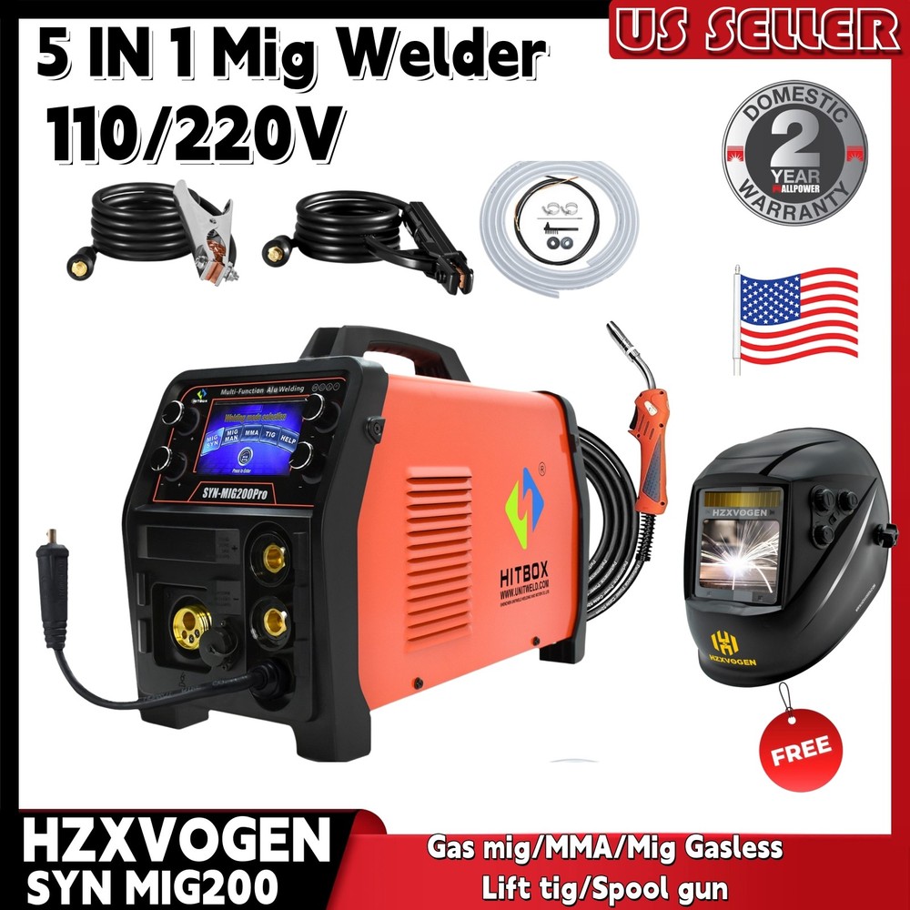 HITBOX 200A 5in1 Combi MIG Welder TIG MMA MIG IGBT Inverter for Alu,Steel