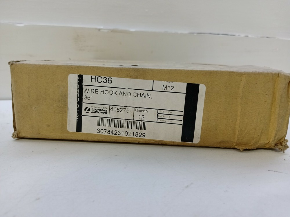 NEW Box of (12) Lithonia Lighting HC36 Wire Hook and Chain 36”