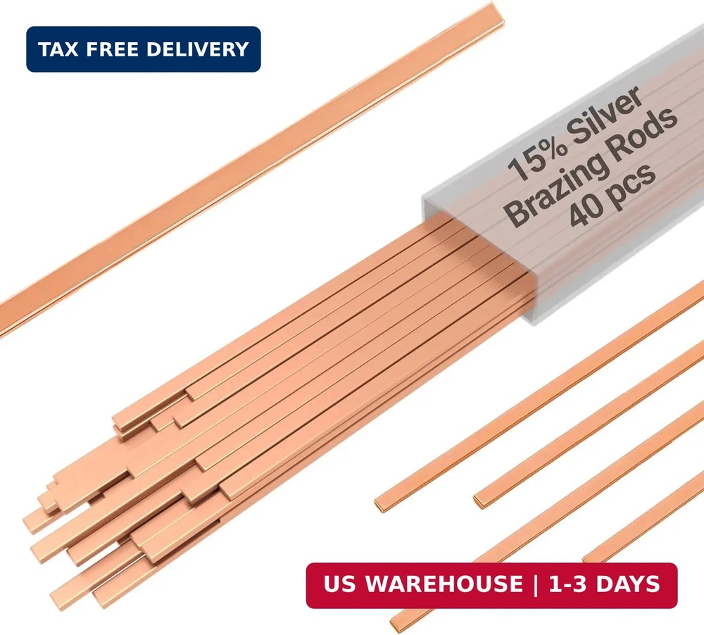 15% Silver Brazing Rods AWS Bcup-5 40 Sticks Silver Solder Phos Copper Brazing A