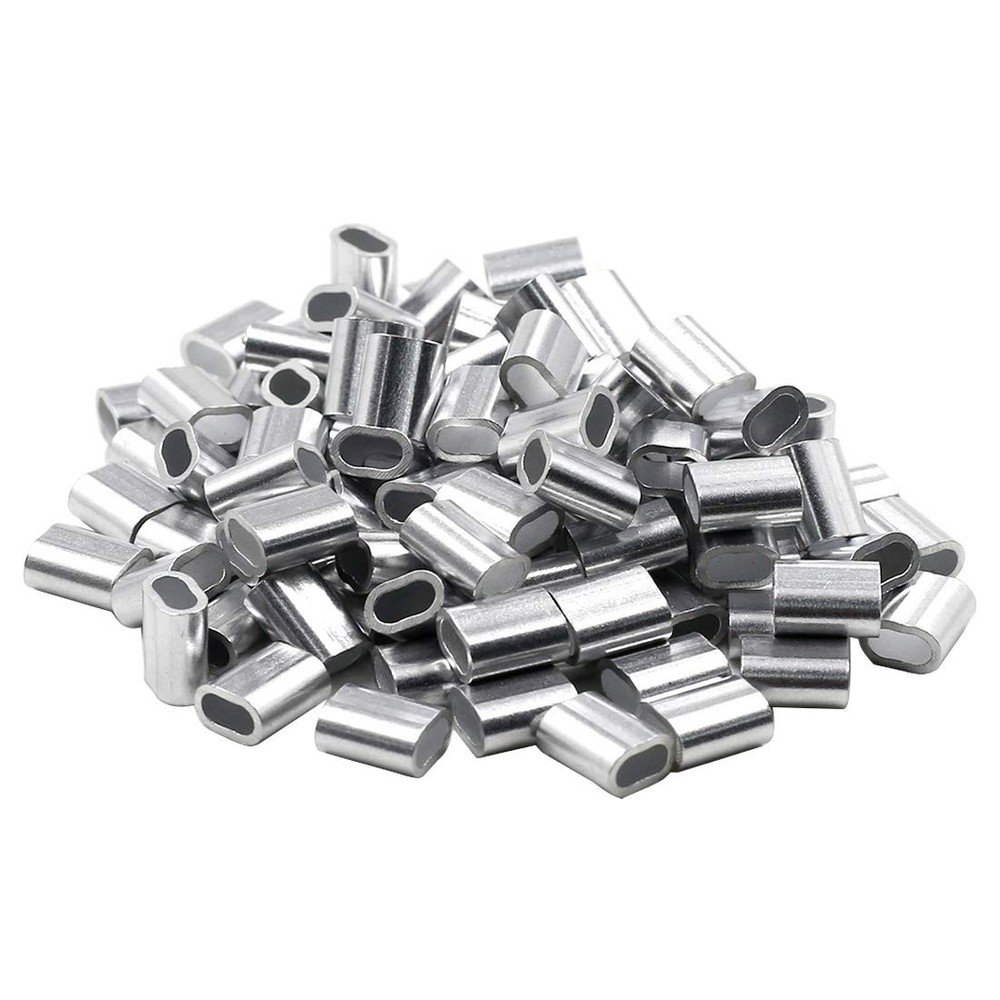 100pcs 3/32 Inch Wire Rope Sleeves Aluminum Clip Fittings Cable Crimps
