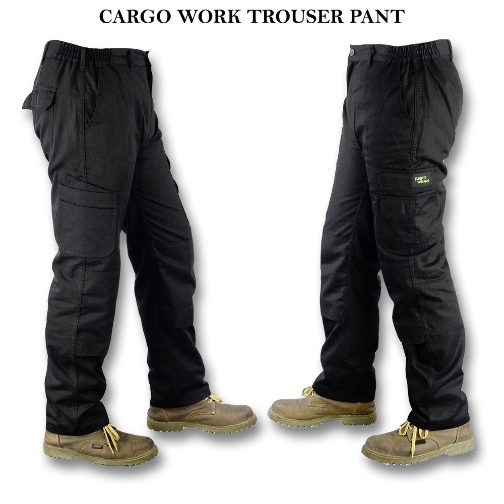 Men’s Summer Work Trouser Cargo Combat KneePads 6 Pockets Mechanic Tool Safety