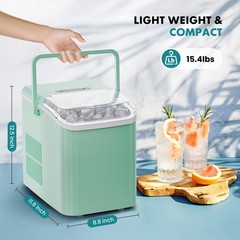 OLIXIS Ice Maker Machine with Handle,26lbs in 24 Hours,9 Cubes in 6 Mins,Auto…