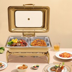 Gold 9QT Roll Top Chafing Dish Buffet Set Stainless Steel with Fuel Holder Home~
