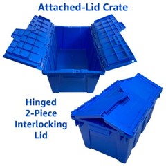 UBMOVE Plastic Crate with Lid 19.5″ x 11.75″ x 8.5″ (6 pack, Blue)
