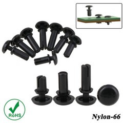 Black Plain Nylon Rivets Plastic Push Button Fit 2mm 3mm 4mm 5mm 6mm