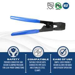 1) PEX CLAMP CINCH CRIMP CRIMPER TOOL STAINLESS STEEL CLAMPS SIZE FROM 3/8″ – 1