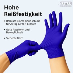 Bingold Disposable Gloves Nitrile 30PLUS, Cobalt Blue M Cardboard Cleaning Gloves