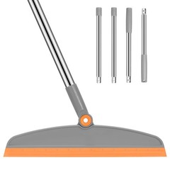 Multifunction Silicone Broom, 54 Inch Long Handle Floor Gray Orange