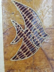 Natural Paper Leaves Cover w/Recycled Paper Notebook/Scrapbook w/Fish Indonesia