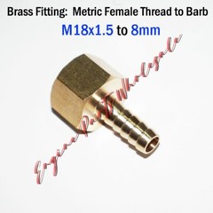 Metric Female Thread M18 M18x1.5 Barb 8mm 5/16 in Adapter Hose Fitting Connector