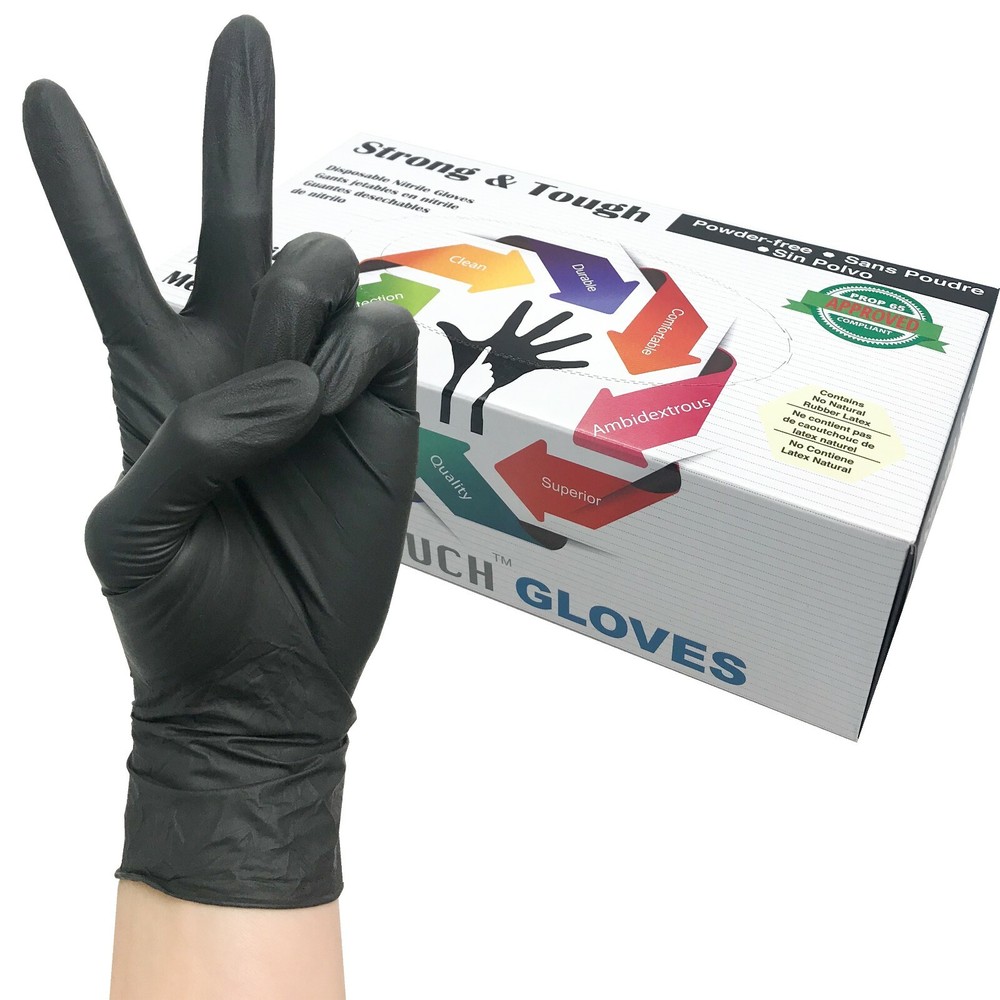 Black Nitrile Gloves, 9.5″ Length, Latex Free, 100/1000 PCS, XS,S, M, L, XL