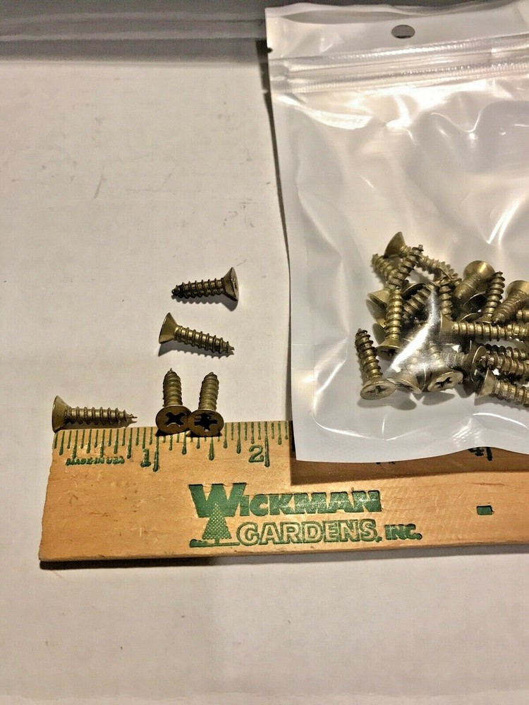 3/4 x 9 Phillips Flat-Head Satin Brass Plated Wood Screws, Stanley, ( 25 )