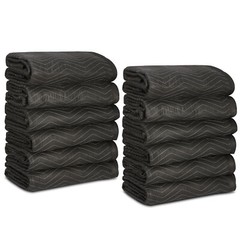 24 Pack Moving Blankets 80″ x 72″ Pro Economy Shipping Furniture Pads Black