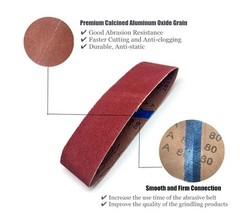 4 X 21 Sanding Belt, 80 Grit Aluminum Oxide Belt Sander Paper 4X21,12