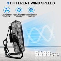 16″ 5688 CFM High Velocity Metal Industrial Floor Fan Garage,Shop W/Wall-Mount